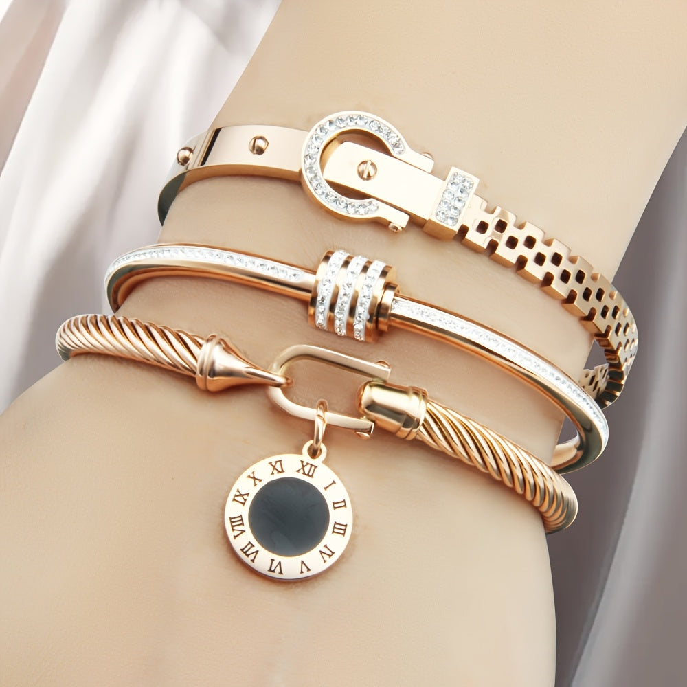 Conjunto de 3 piezas de Pulsera de Acero Inoxidable