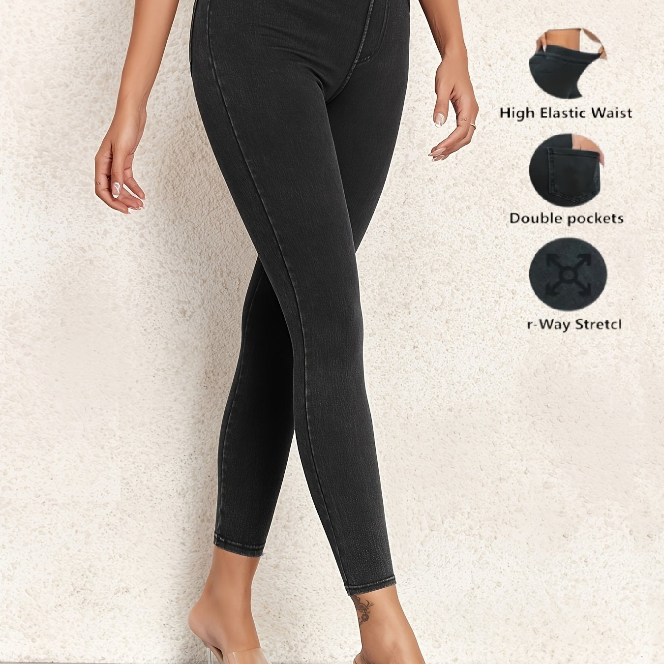 Calza jeans leggings ajustados de cintura alta