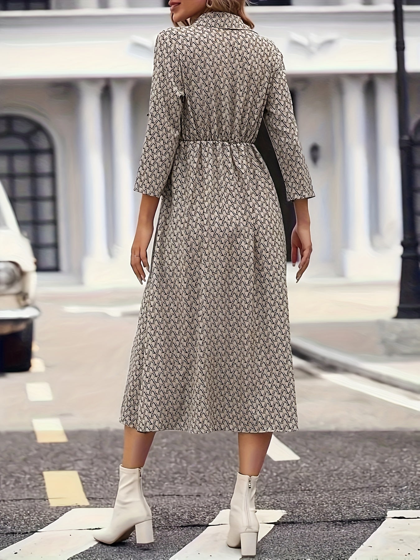 Vestido Casual Largo con Cuello Cruzado