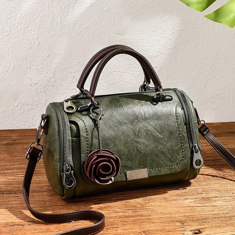 Bolsa Retro Boston con Colgante Floral