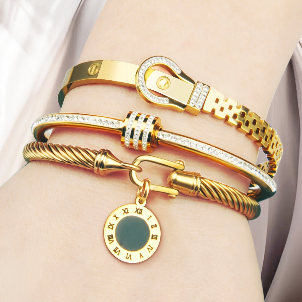 Conjunto de 3 piezas de Pulsera de Acero Inoxidable