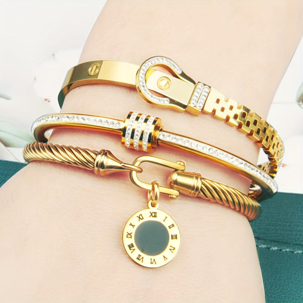 Conjunto de 3 piezas de Pulsera de Acero Inoxidable