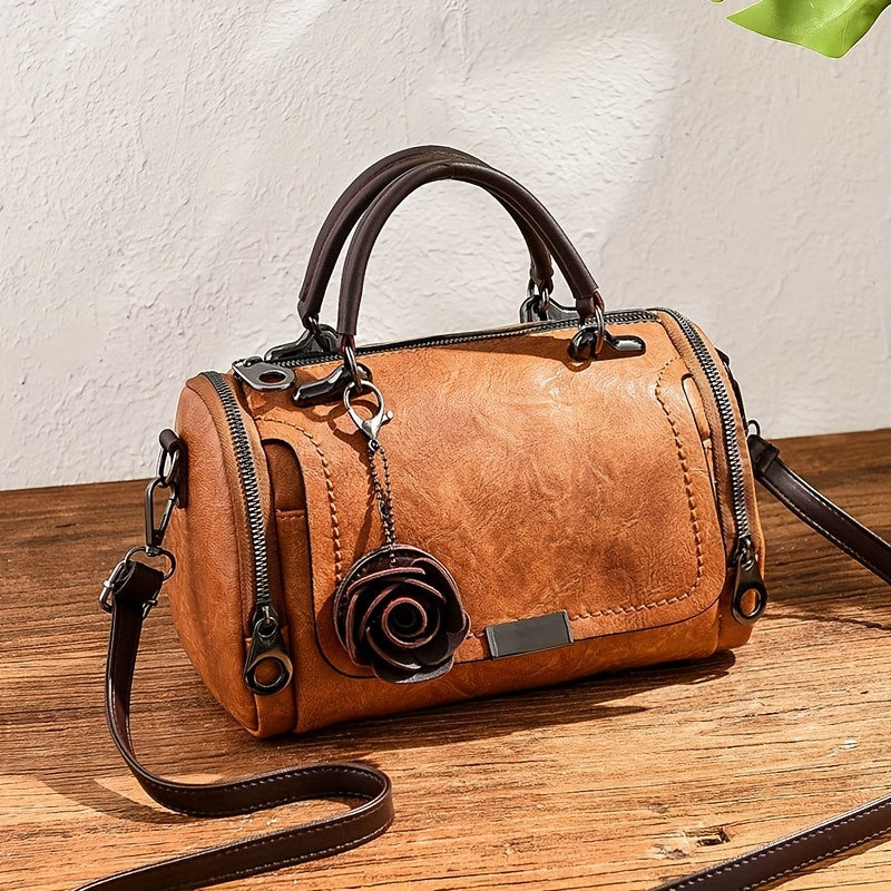 Bolsa Retro Boston con Colgante Floral