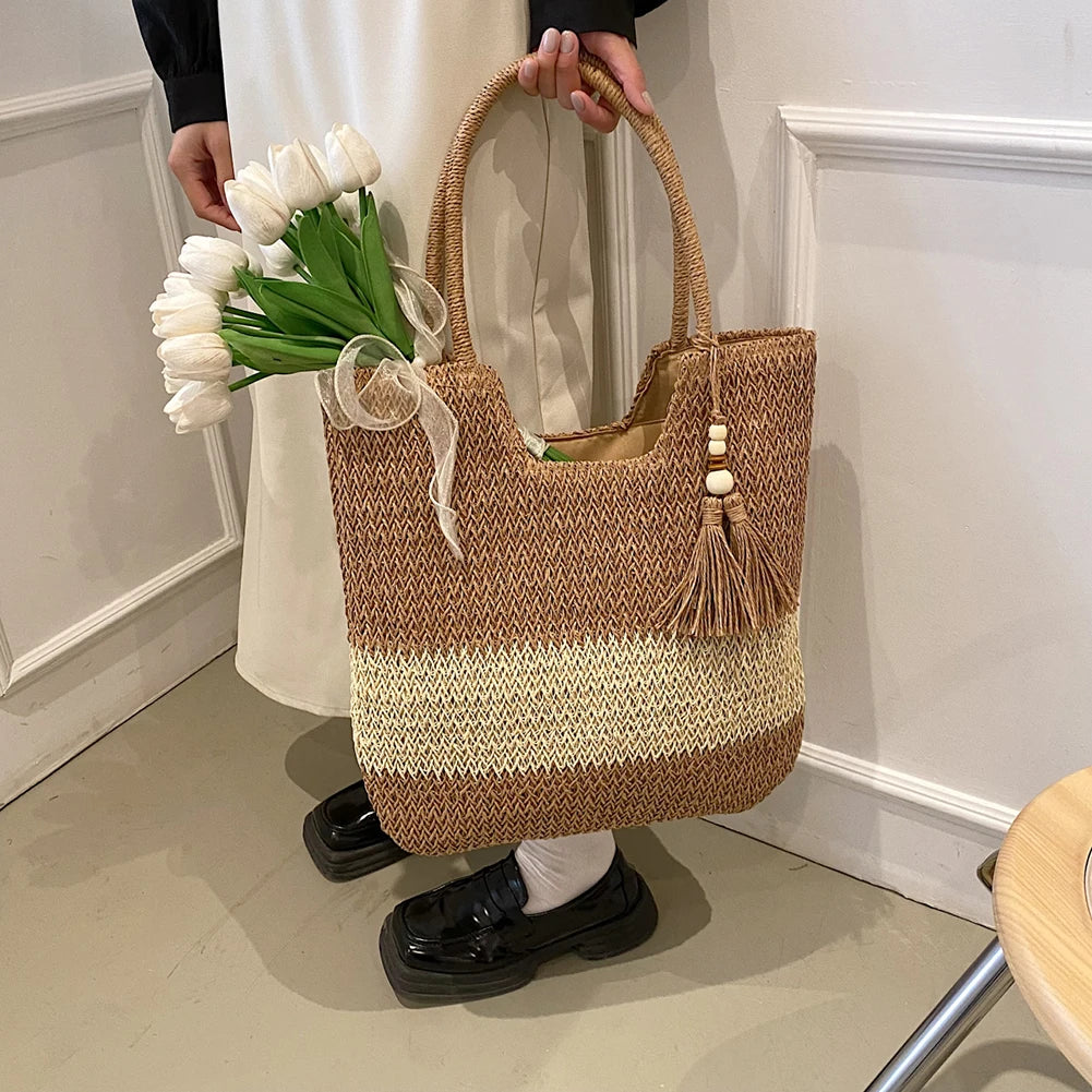 Bolsa de Playa Tejida con Flecos