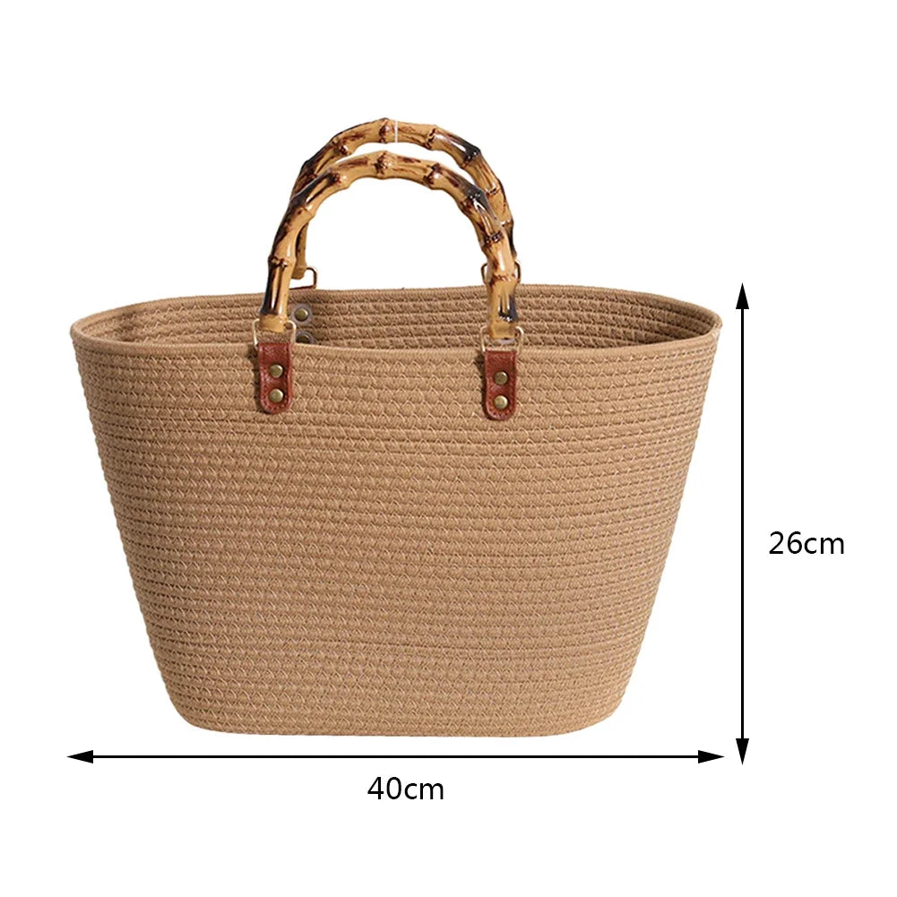 Bolsa Tejida con Asa de Bambú