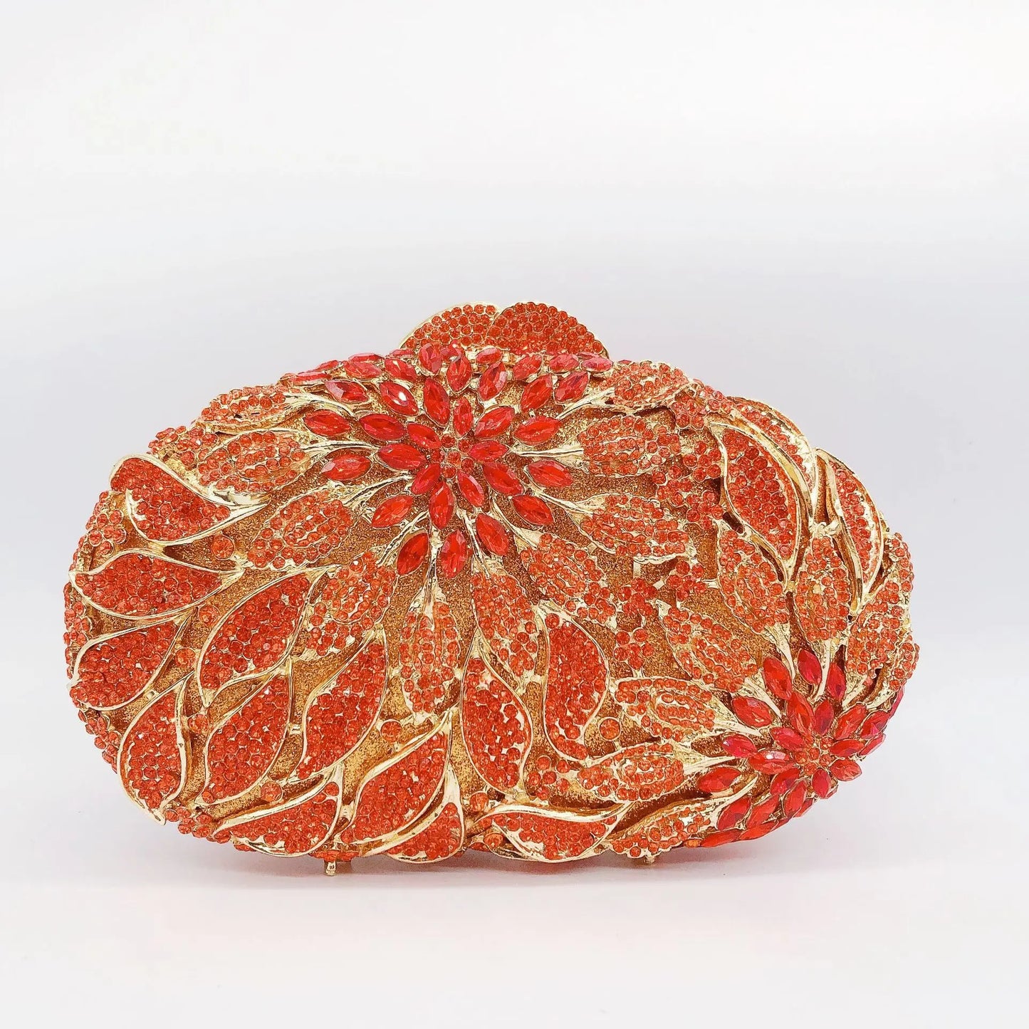 Bolsa Clutch con Hojas Doradas y Cristales