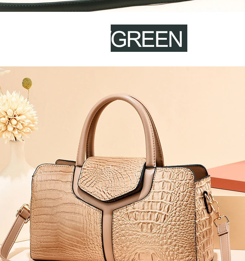 Bolsa Vintage de Mano con Textura Cocodrilo