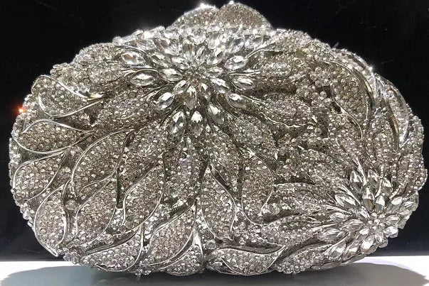 Bolsa Clutch con Hojas Doradas y Cristales