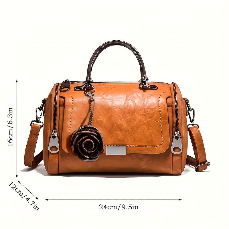 Bolsa Retro Boston con Colgante Floral