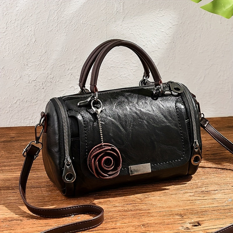 Bolsa Retro Boston con Colgante Floral