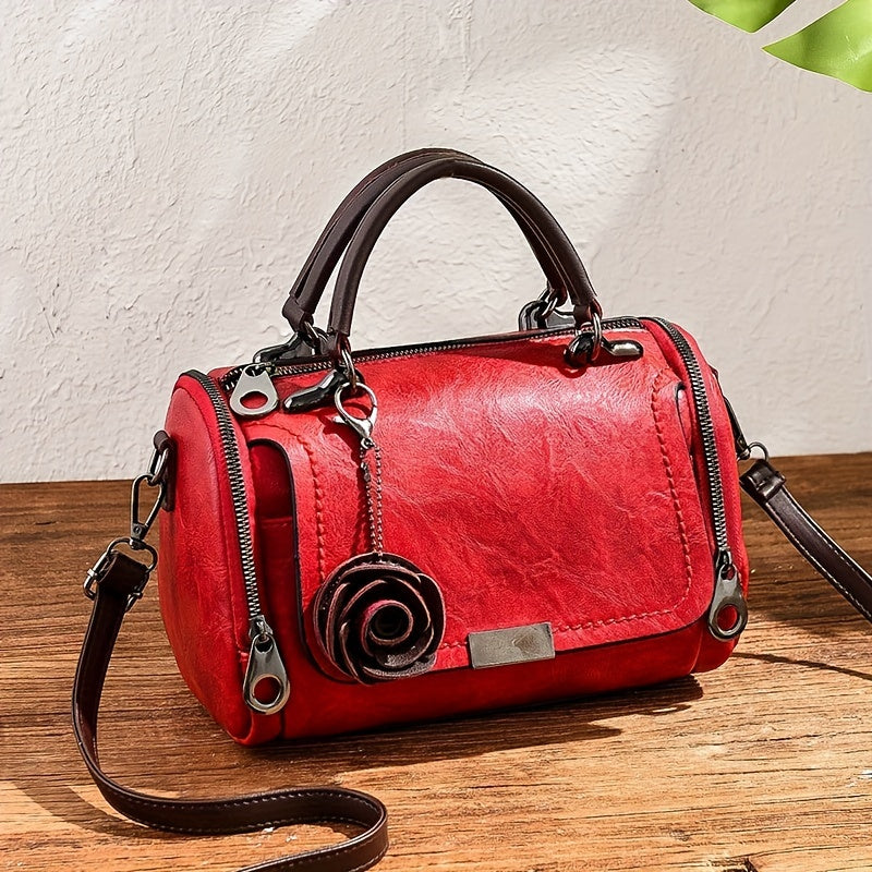 Bolsa Retro Boston con Colgante Floral
