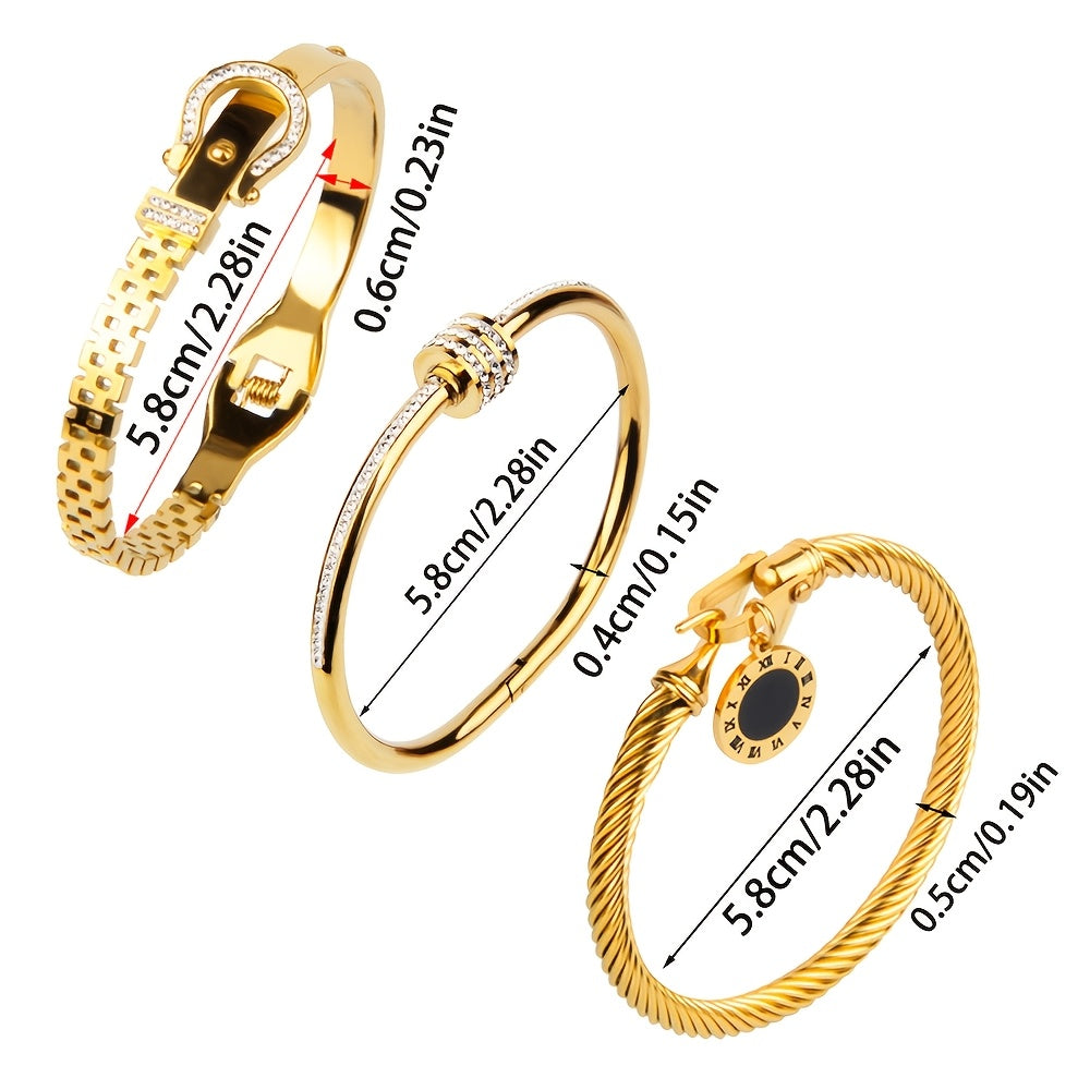 Conjunto de 3 piezas de Pulsera de Acero Inoxidable