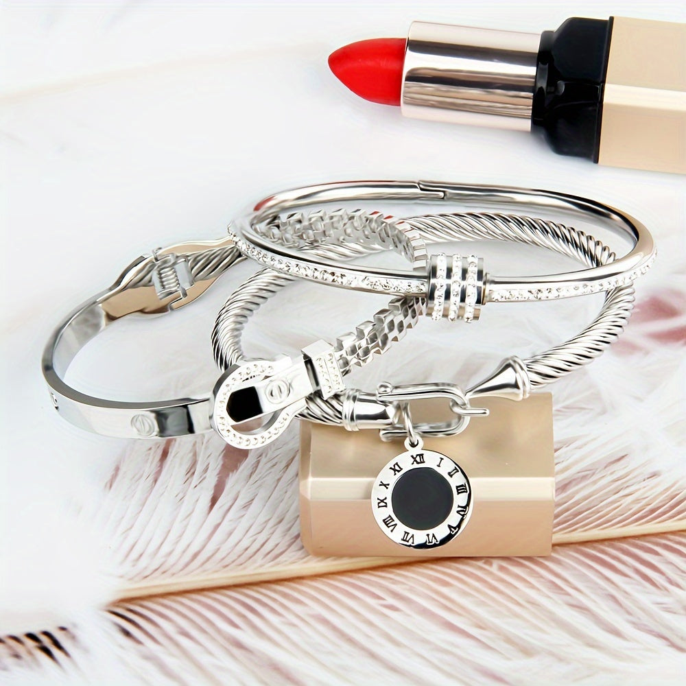 Conjunto de 3 piezas de Pulsera de Acero Inoxidable