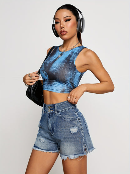 Shorts de Mezclilla Azul Claro con Efecto Desgastado