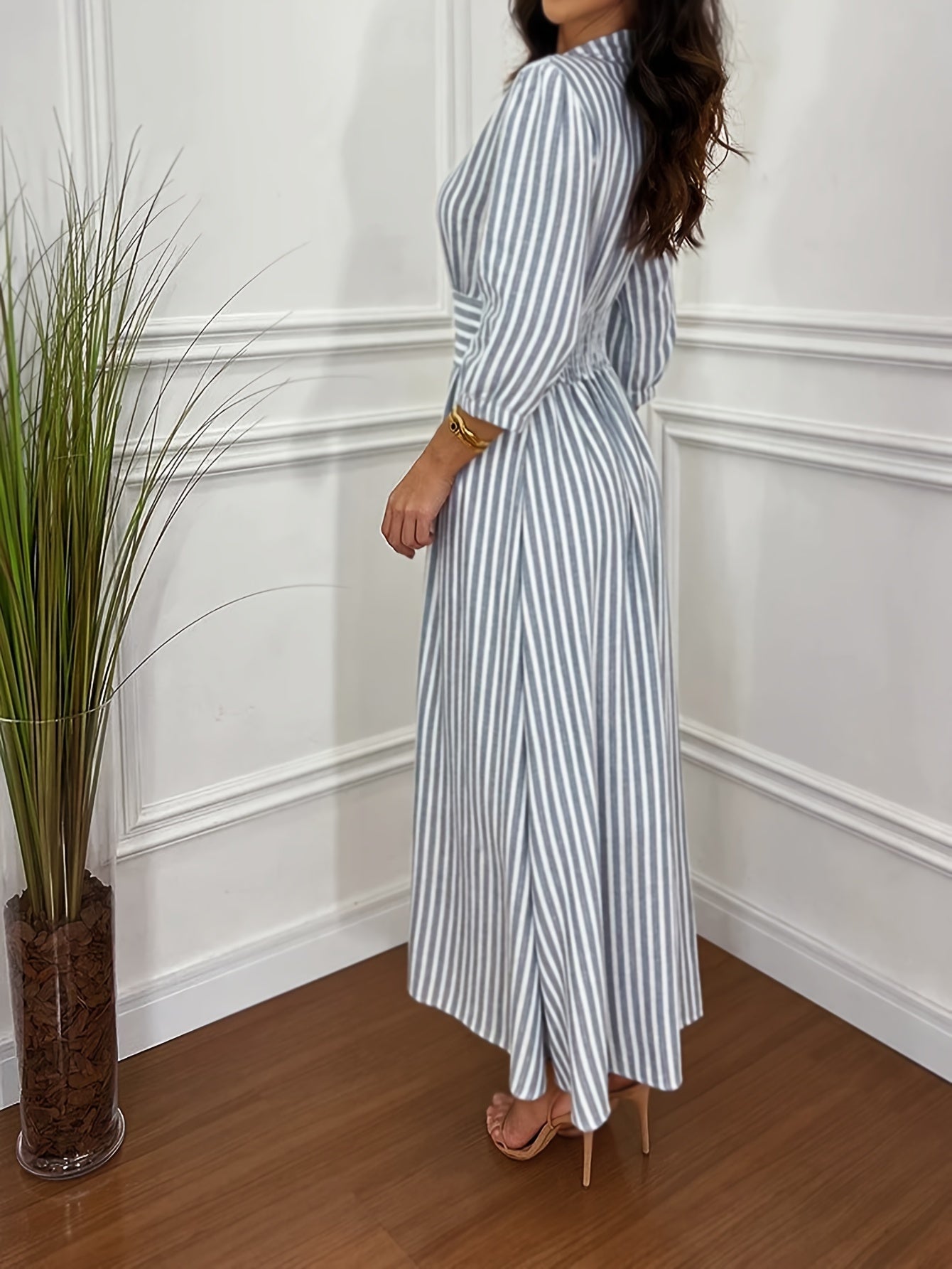 Vestido Camisa a Rayas con Botones