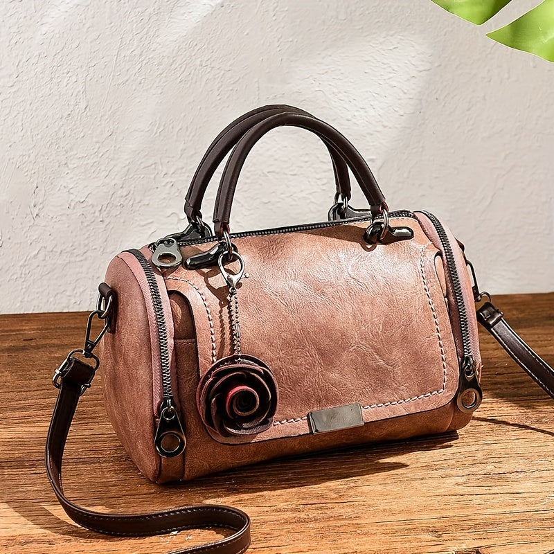 Bolsa Retro Boston con Colgante Floral
