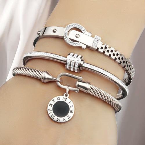 Conjunto de 3 piezas de Pulsera de Acero Inoxidable