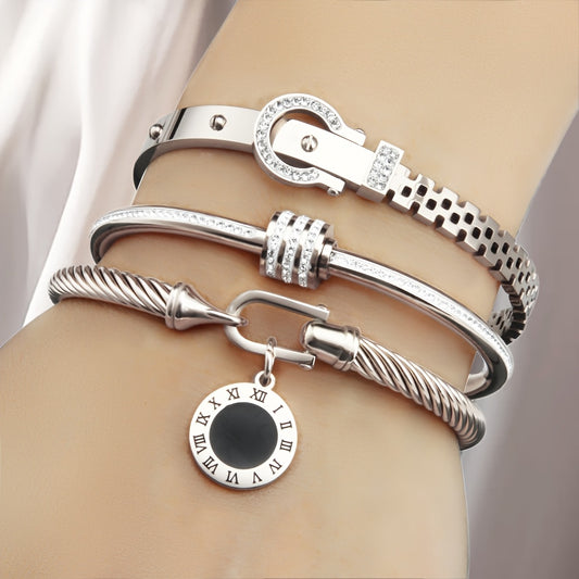 Conjunto de 3 piezas de Pulsera de Acero Inoxidable