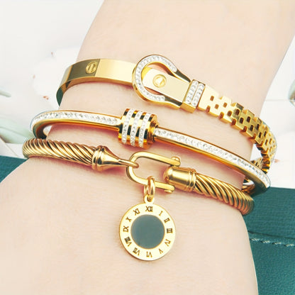 Conjunto de 3 piezas de Pulsera de Acero Inoxidable