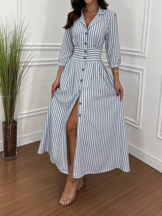 Vestido Camisa a Rayas con Botones