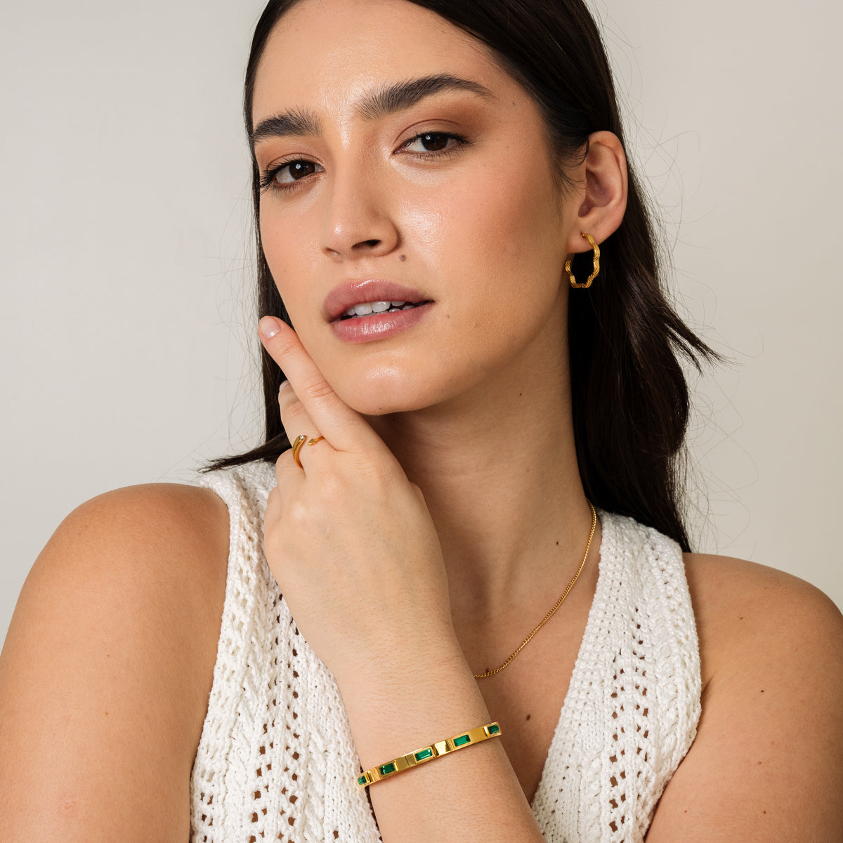 Pulsera con Piedra Cúbica Verde