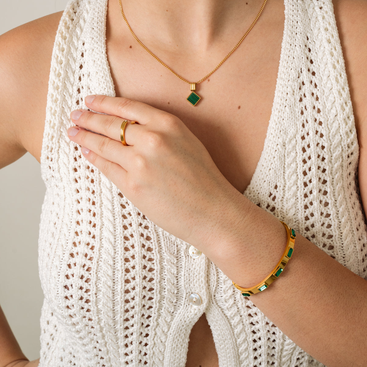 Pulsera con Piedra Cúbica Verde
