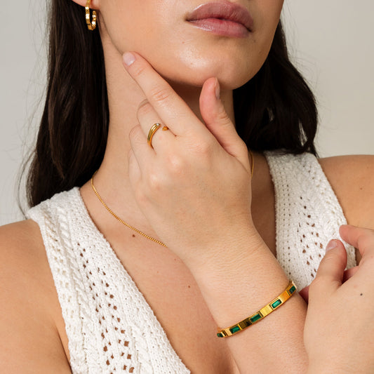 Pulsera con Piedra Cúbica Verde