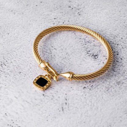 Pulsera con Colgante de Ónix Cuadrado