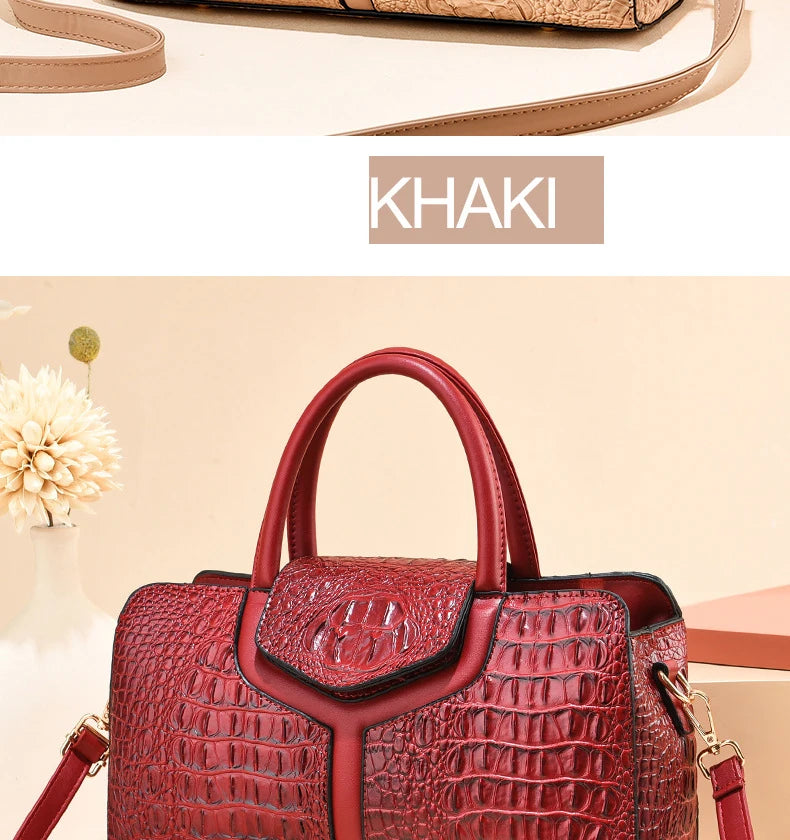 Bolsa Vintage de Mano con Textura Cocodrilo
