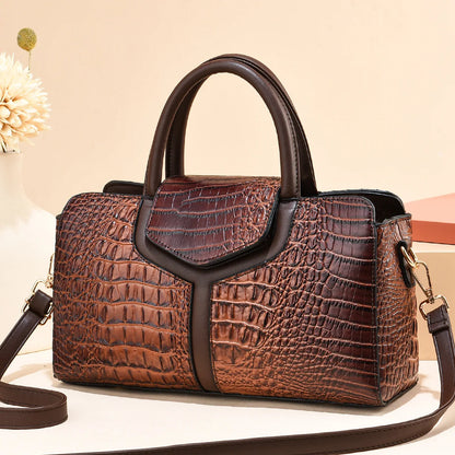 Bolsa Vintage de Mano con Textura Cocodrilo