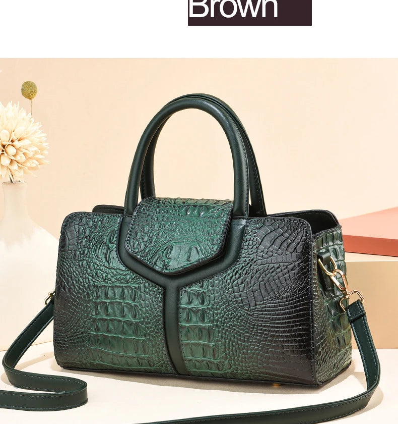 Bolsa Vintage de Mano con Textura Cocodrilo