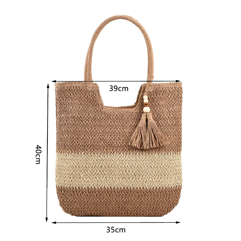 Bolsa de Playa Tejida con Flecos
