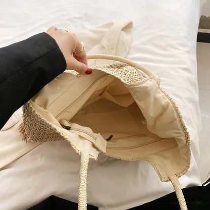Bolsa de Playa Tejida con Flecos