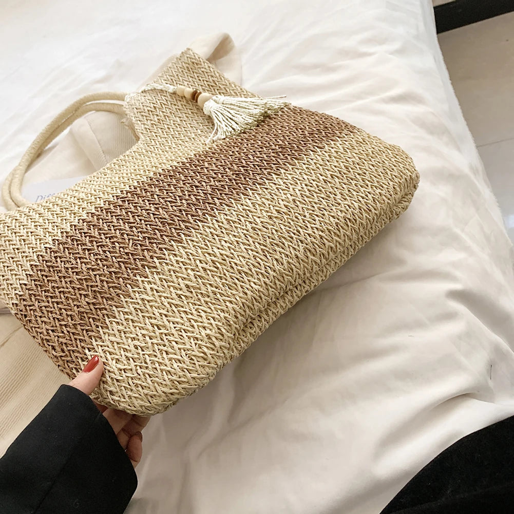 Bolsa de Playa Tejida con Flecos