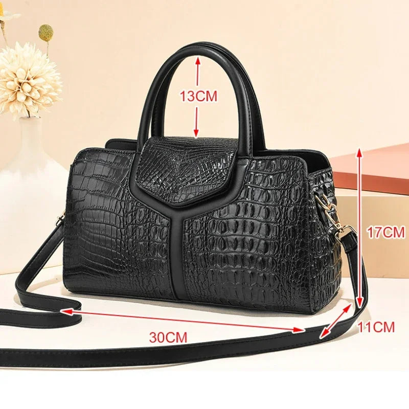 Bolsa Vintage de Mano con Textura Cocodrilo
