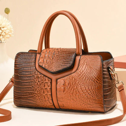Bolsa Vintage de Mano con Textura Cocodrilo