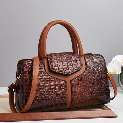 Bolsa Vintage de Mano con Textura Cocodrilo