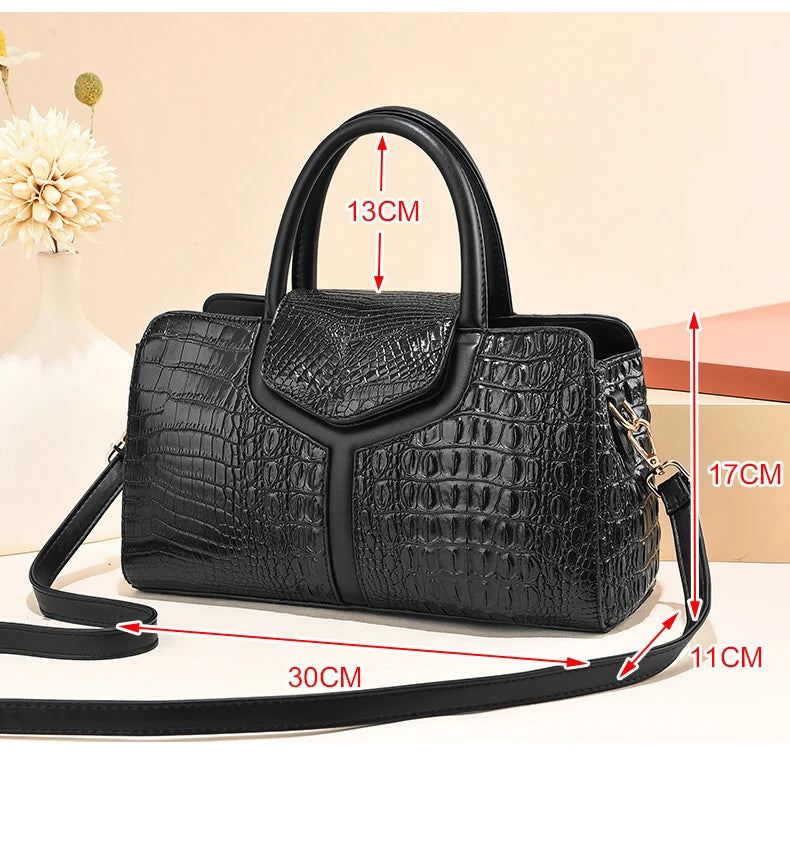 Bolsa Vintage de Mano con Textura Cocodrilo