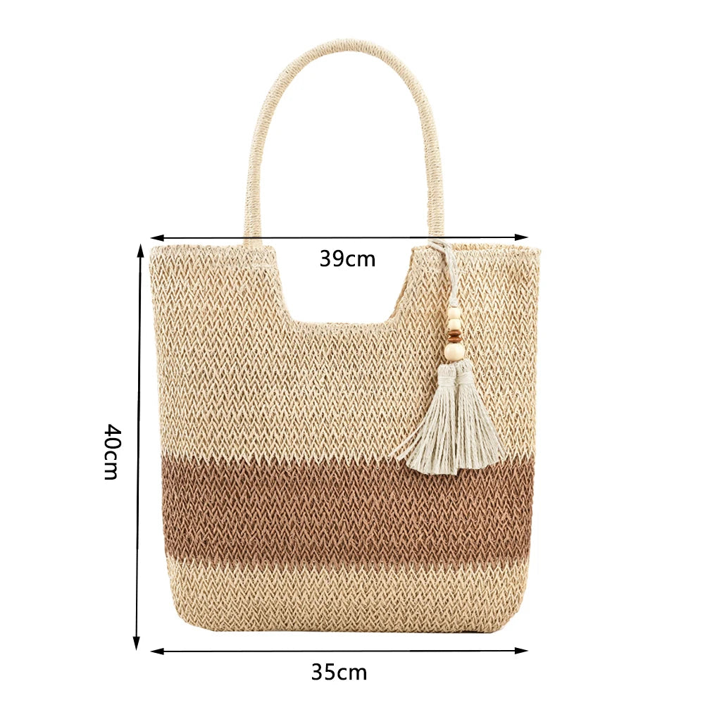 Bolsa de Playa Tejida con Flecos