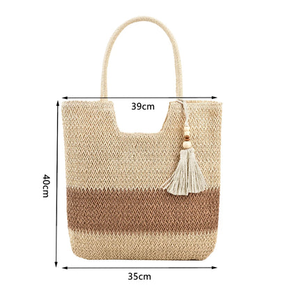 Bolsa de Playa Tejida con Flecos