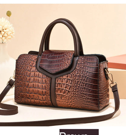 Bolsa Vintage de Mano con Textura Cocodrilo