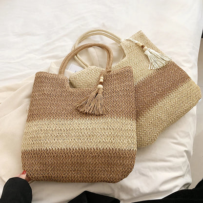 Bolsa de Playa Tejida con Flecos