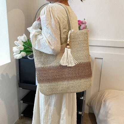 Bolsa de Playa Tejida con Flecos