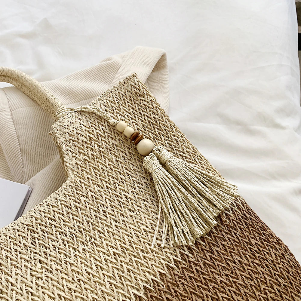 Bolsa de Playa Tejida con Flecos