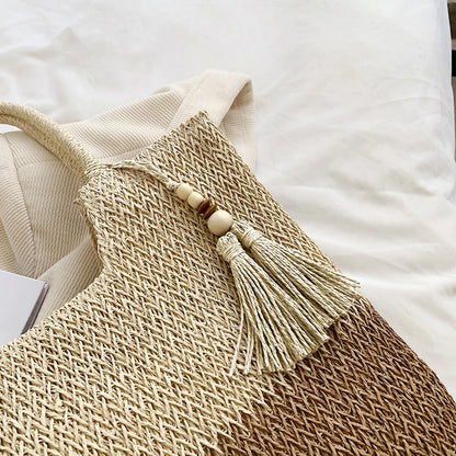 Bolsa de Playa Tejida con Flecos