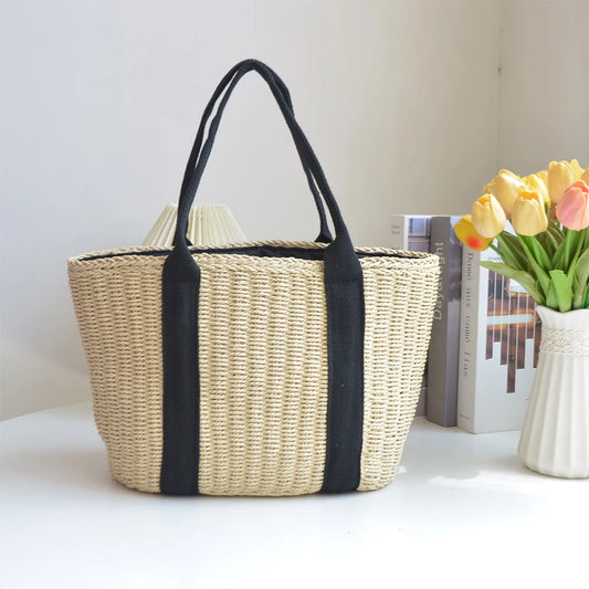 Bolsa de Playa de Paja con Cordón