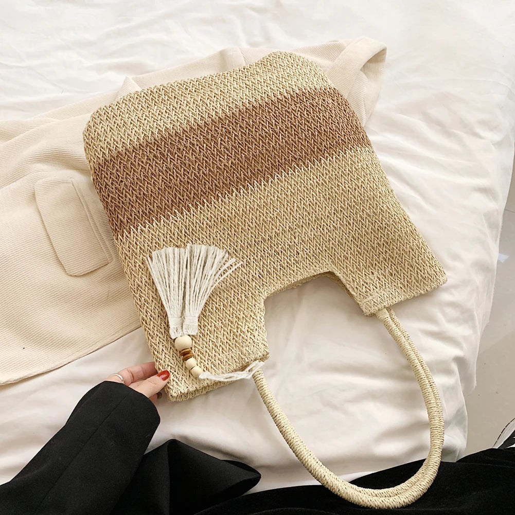 Bolsa de Playa Tejida con Flecos