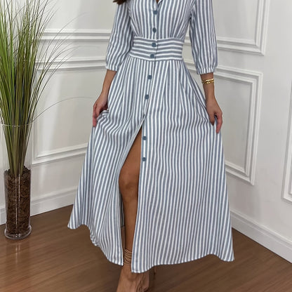 Vestido Camisa a Rayas con Botones
