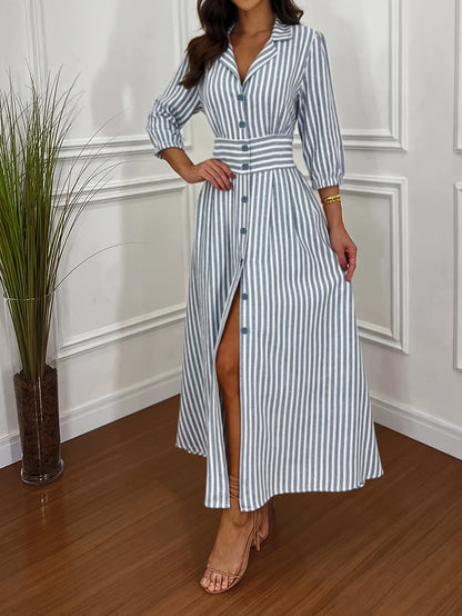 Vestido Camisa a Rayas con Botones