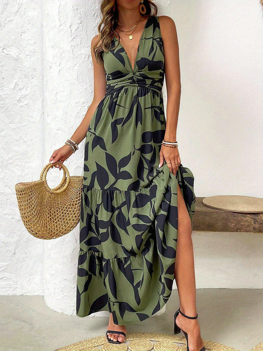 Vestido Largo Elegante con Cuello en V